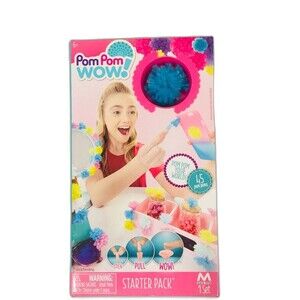 Pom Pom Wow Starter Pack 45 Pom Poms 7 Colors Yarn Sealed Kids Craft Gift New